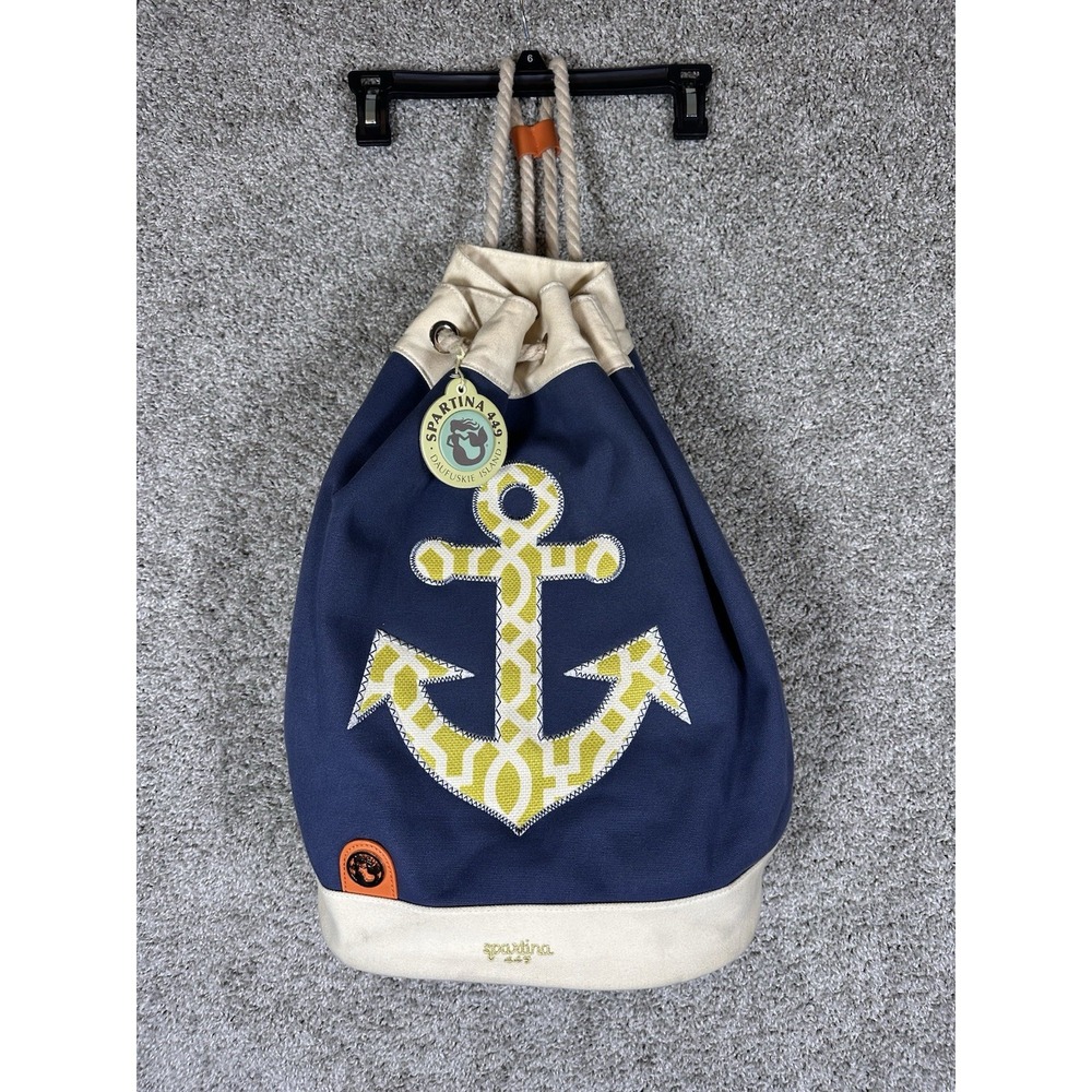Heyward Drawstring Beach Bag by Spartina 449 Nautical Anchor NWT Rare Read Flaws